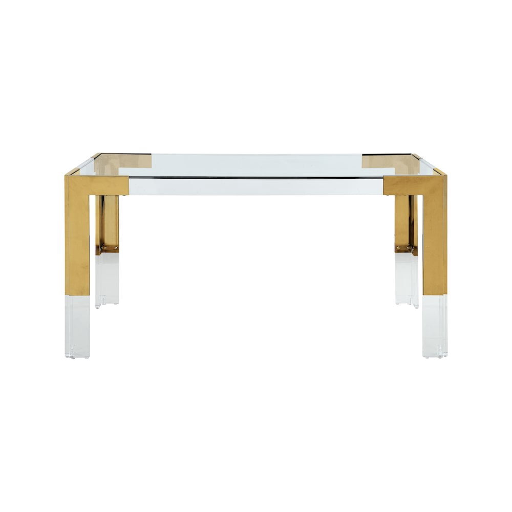 Meridian Furniture Casper Gold Stainless Steel and Acrylic Dining Table