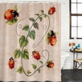 thumbnail image 2 of Ladybugs Eucalyptus Shower Curtain, Waterproof Shower Curtains for Bathroom, Spring Botanical Leaves Retro Washable Fabric Bathtub Curtain Set Bath Decor with 12 Hooks Extra Long 72"x96", 2 of 8