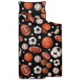 thumbnail image 2 of Football and Basketball Black Pattern Teens Toddler Nap Mat with Pillow, Sleeping Mat Bag for Preschool Daycare 59"x22", 2 of 6