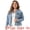 Sky Blue1, variant on DARING DIVA Women's Plus Size Washed Front Frayed Classic Denim Jacket 4X Dark Blue