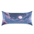 thumbnail image 3 of Haosy Satin Pillowcase for Hair and Skin Standard Cooling Silk Pillow Case with Envelope Closure Sky with Clouds and Full Moon 20"x30", 3 of 9