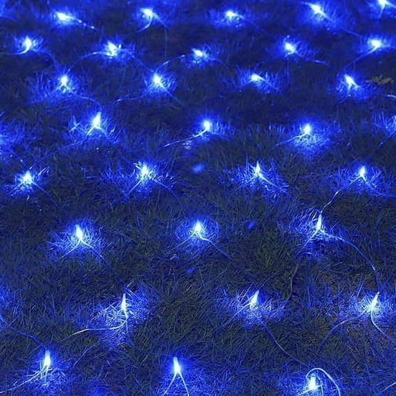 SkyAuks Net Mesh Fairy String Decorative Lights, 96LED Outdoor Waterproof Net Lights with 8 Lighting Modes for Christmas Wedding Party Holiday Decor (4.9ft x 4.9ft, Blue)