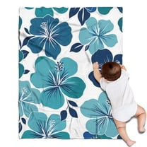 Blue Pioneer Flower Blanket,Comfortable Soft Flannel Throw Blanket,All Season,Warm Lightweight Blankets for Sofa Bed Couch Living Room Chair,30"x40"(80x100cm)