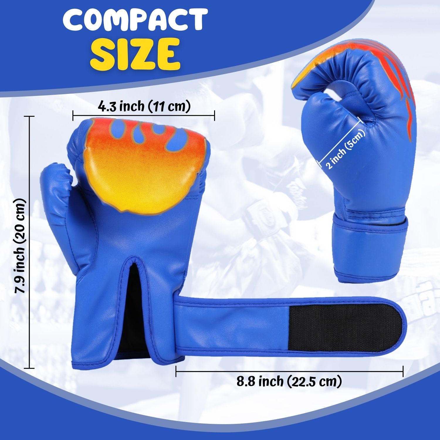 Kids Boxing Gloves For 3 to 8 Years, 4 oz Fire Blue Boxing Gloves for Children Sparring Youth Boxing Gloves Junior Training Mitts Punching Bag Gloves for KickBoxing, MMA, Muay Thai, Training