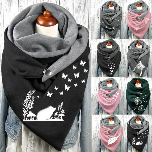 Womens Halloween Scarf Winter Print Button Soft Wrap Casual Warm Scarves  Shawls Head Scarf for Hair at  Women's Clothing store