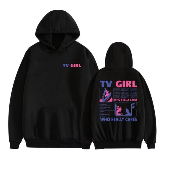 ZHIYANW ho Reallys Cares Hoodie Tv Girl New Album Who Reallys Cares Merch Unisex Graphic Pullover Hooded Long Sleeve Sweatshirt,2XL,Black
