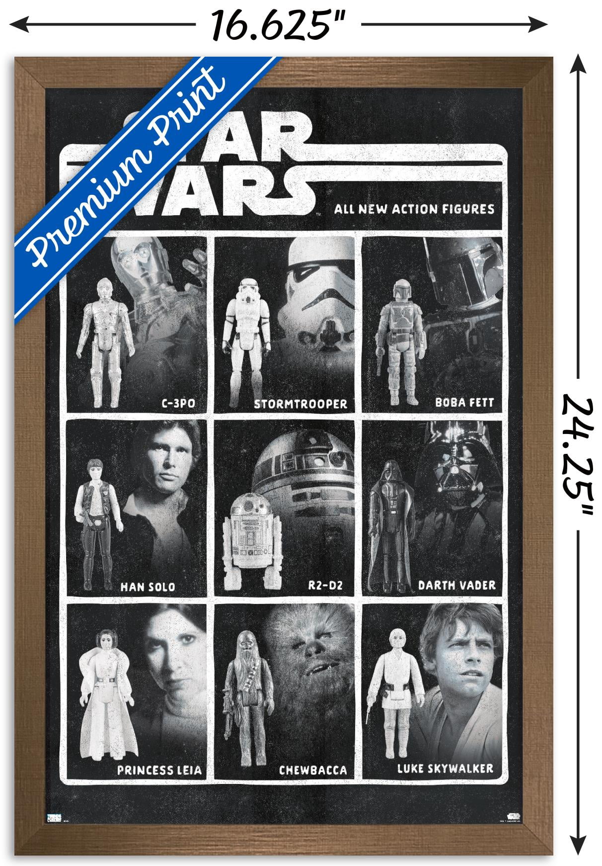 Star Wars: Saga - Action Figures Wall Poster, 14.725" x 22.375", Framed