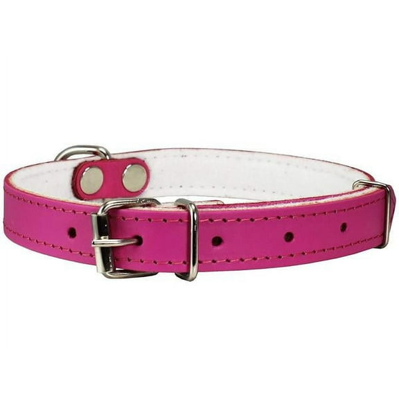 Dogs My Love Genuine Leather Felt Padded Dog Collar Pink