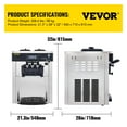 thumbnail image 3 of VEVOR Commercial Ice Cream Machine 5.3 to 7.4Gal per Hour Soft Serve with LED Display Auto Clean 3 Flavors Perfect for Restaurants Snack Bar, 2200W, Sliver, 3 of 10