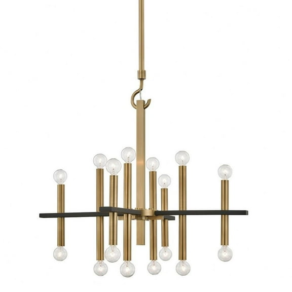 -16-Light Chandelier in Style-28.75 inches Wide By 27.25 inches High-Aged Brass Black Finish Bailey Street Home 735-Bel-3321969