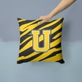 thumbnail image 2 of Letter U Initial Tiger Stripe - Black Gold  Fabric Decorative Pillow, 2 of 4