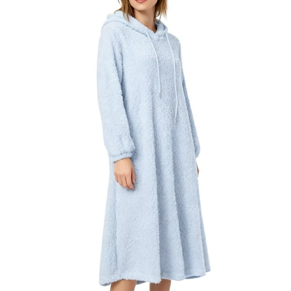 Robe Chandail d'Hiver Manches Longues Tunique à Capuche Doublée Douce Coupe Ample Tenue de Maison Confortable Chandail Quotidien