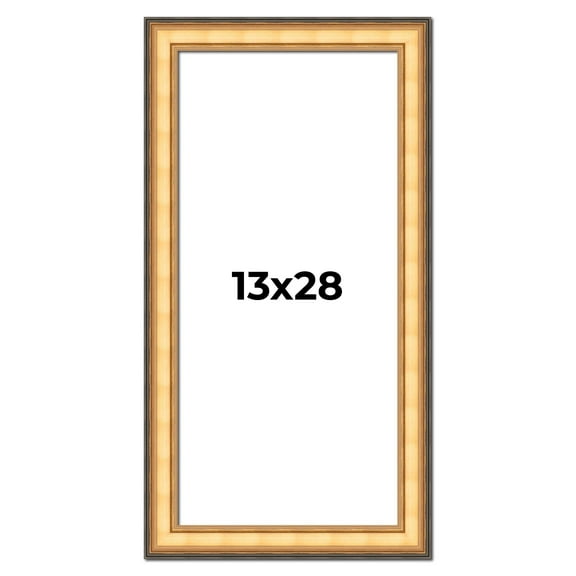 13x28 Frame Gold Plein Aire Solid Wood Picture Frame Width 2 Inches | Interior Frame Depth 0.5