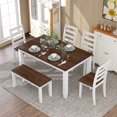 thumbnail image 2 of 6 Piece Dining Table Set with 4 Chairs and Bench, Wooden Dining Set for Kitchen, Dining Room, White&Cherry, 2 of 9