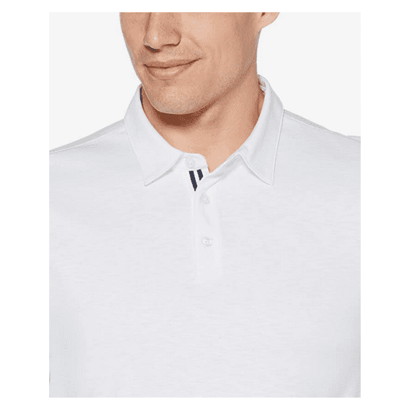 Perry Ellis Men's Ultra Soft Touch Slub Short Sleeve Polo Shirt, Bright White,XL