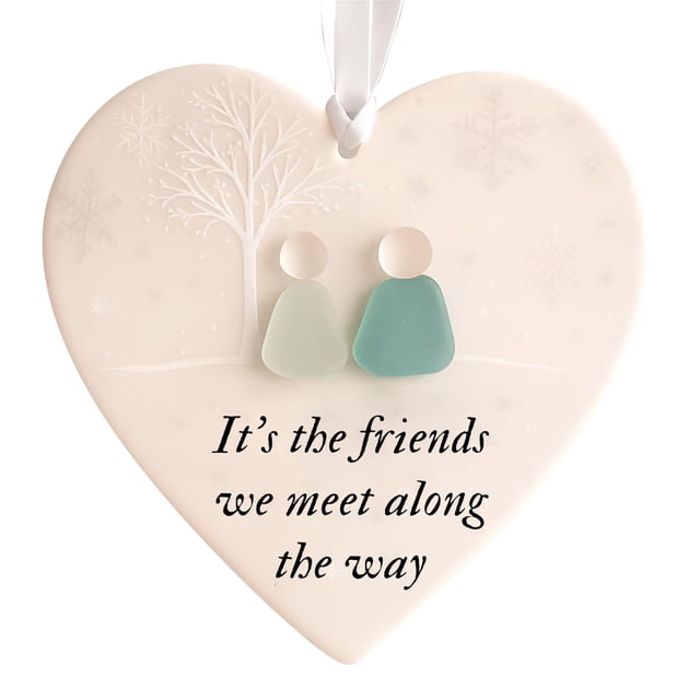 Heart-Shaped Sea Glass Friendship Decor Friendship Heart Keepsake Friendship Heart Ornament For Christmas Tree Hanging Ornaments