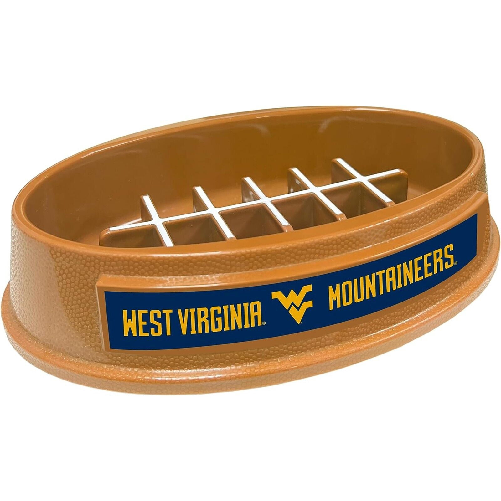 Pets First NCAA West Virginia University Super-Bowl Slow Feeder Bowl for Dogs and Cats with Non-Slip Mat