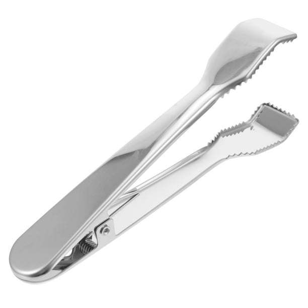 1 pinza multifuncional de acero inoxidable para hielo, pinza para alimentos, pinza para hielo con resorte (plateada)
