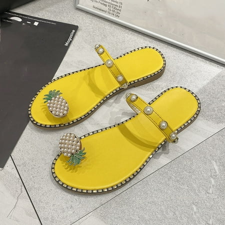 

jsaierl Sandals for Women Dressy Summer Ring Toe Flower Flats Slides Sandal Summer Beach Travel Slippers
