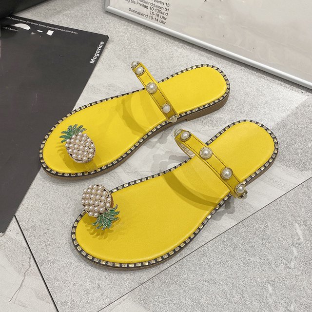 Sandalias de verano para mujer, sandalias de piña para mujer, chanclas con punta de Clip, zapatillas informales bohemias, zapatos de playa Wmkox8yii ytu4982