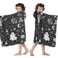 thumbnail image 4 of Vintage Halloween Elements Pattern Hooded Bath Towel，50"x30" for Ages 3 To 12 Kids, Quick Dry Lightweight Soft Microfiber Hood Beach Towel Cover Up for Kids, 4 of 7