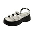 thumbnail image 1 of Sandalias de plataforma para mujer, pantuflas sin cordones, hebilla ajustable, antideslizantes para verano 37, 1 of 9