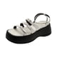 thumbnail image 1 of Sandalias de plataforma para mujer, pantuflas sin cordones con hebilla ajustable, planas 37, 1 of 9