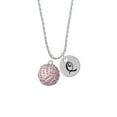 thumbnail image 2 of Delight Jewelry Silvertone Large Super Sparkle Crystal Pink AB Volleyball Silvertone Script Initial Disc - Q - Charm Necklace, 20"+3", 2 of 4