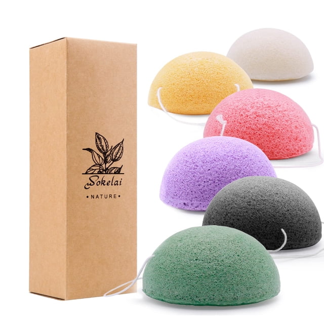 Esponjas faciales Konjac para limpieza exfoliante – Esponja facial Konjac para lavar la cara cuerpo orgánico natural limpieza Puff Buff Scrubber para ducha baño SPA para bebés, hombres y mujeres