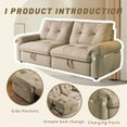 thumbnail image 3 of 77" Sleeper Sofa with Pull-Out Bed, 2-in-1 Convertible Sofa Bed with Adjustable Backrest, Flannelette Loveseat with Side Pocket, for Living Room Dorm Apartment, Brown, 3 of 9