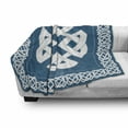 thumbnail image 3 of Celtic Soft Flannel Fleece Throw Blanket, Everlasting Knot Motif Representing 4 Elements Earth Water and Air, Cozy Plush for Indoor and Outdoor Use, 50" x 70", Petrol Blue White, by Ambesonne, 3 of 6