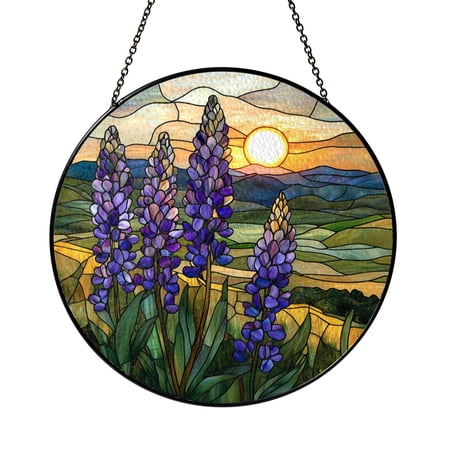 Iris Floral Suncatcher Window Hanging Vibrant Stained Glass Style Botanical Decor Home Accent Gift
