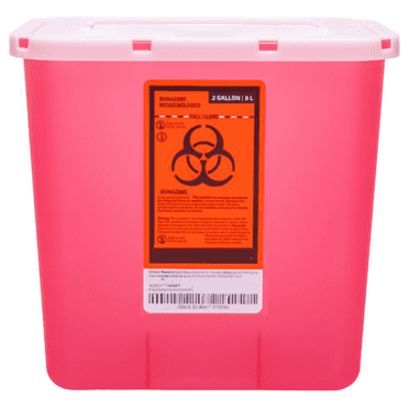 Vakly Sharps Container 2 Gallon - Biohazard Needle Disposal Box with Slide Lid