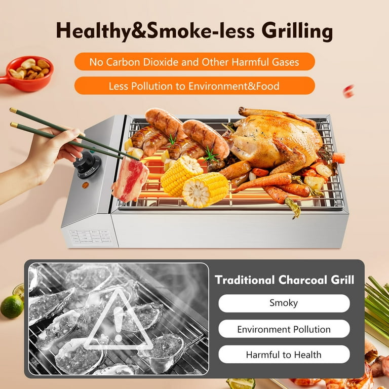 yiyibyus RNAB09V53QKWM 1800w commercial electric grill, electric smokeless  barbecue oven grill, portable outdoor tabletop barbeque roaster, bbq gril