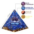 thumbnail image 2 of Pirámide de orgonita, piedra natural de amatista de 12 símbolos de constelación, pirámide de orgón de cristal de chakra con bola de obsidiana para meditación de protección de yoga (cáncer 5 cm) JM  Adornos, 2 of 5