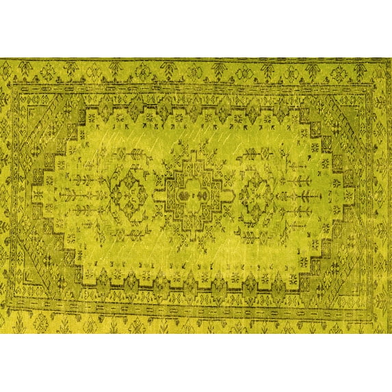 Ahgly Company Indoor Rectangle Abstract Yellow Contemporary Area Rugs, 7' x 10'