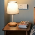 thumbnail image 5 of LED Solid Wood Desk Lamp Linen Fabric Shade USB Stable Base Warm Night Light Indoor Lighting for Bedroom Living Room Home Decoration Study Reading, 5 of 5