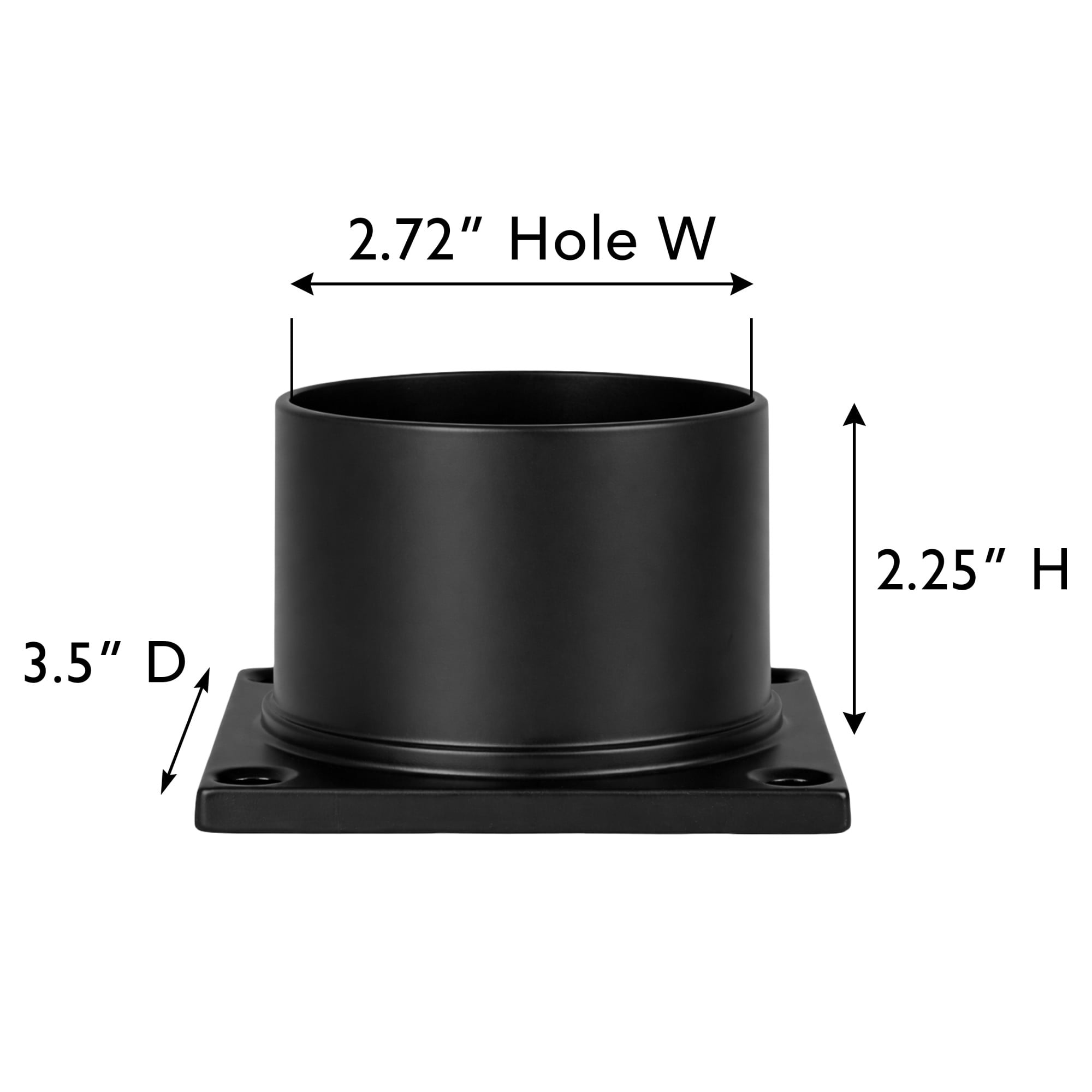 Aluminum Outdoor Pier Base with Black Finish, Post-Top Light Mount, 3 in. Fitter