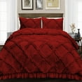 thumbnail image 1 of Duvet Cover 3 Piece Egyptian Cotton Cozy & Breathable 600 Thread Count Diamond Ruffle Duvet Covers with Zipper Closure & Corner Ties Soft Comforter Cover (Twin/Twin XL, Burgundy ), 1 of 4