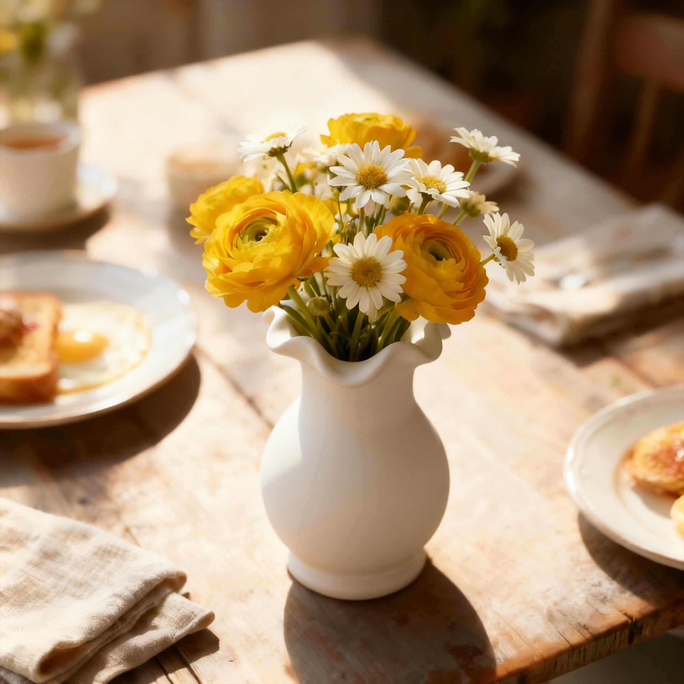 GARITIN White Ceramic Vase for House Table Decor Small Vase for Flowers Home Tabletop Decoration Decorative Vases for Bouquet