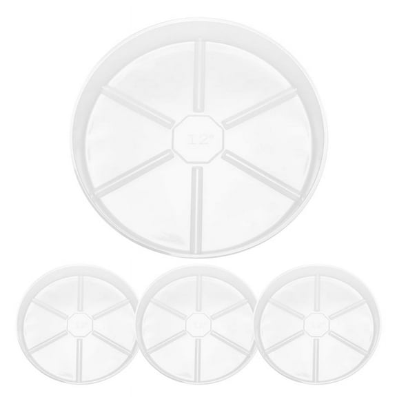 Quaqdae 4 Pack Clear Plant Saucer 12 Inch Plastic Plant Saucers Thicker Plant Tray Flower Pot for Indoor Outdoor Garden