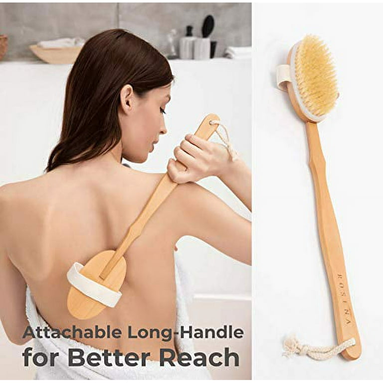 Dry Brushing Body Brush Set Natural Bristle Spa Exfoliator Kit