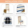 thumbnail image 4 of Blue Tan and White Seat Covers for Dining Room Chairs Set Of 4,Stretch Printed Washable Chair Seat Cover with Elastic Ties and Button,Removable Waterproof Couch Cushion Covers, 4 of 6