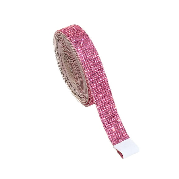Mosey Self-adhesive Faux Crystal Tape Rhinestones Needlework Hot Fix Chain Sticker Ribbon DIY Crafts Gift Wrapping Package Party Decoration Supplies Ribbon -60cm