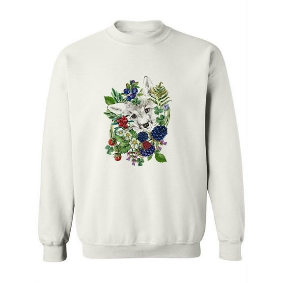 Fox And Flowers Design Sweatshirt Women -Image by Shutterstock, Female 3X-Large