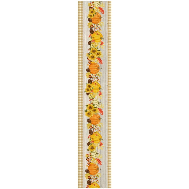 TIELUTT Thanksgiving Table Runner Fall Thanksgiving Table Runner for Party for Farmhouse Kitchen Home Runners for round Tables Table Fall Christmas Table Runners 48 Inches Long Long Table 120 Inches
