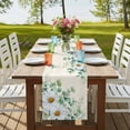 thumbnail image 4 of Spring Floral Daisy Table Runner, Eucalyptus Leaves Watercolor Botanical Cotton Linen Table Runners 72 Inches Long, Dresser Scarf Runner for Dining/Coffee/Kitchen/TV Stands/Cabinets 13''x72'', 4 of 9