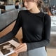 thumbnail image 1 of Camiseta básica de cuello redondo de algodón modal de primavera y otoño para mujer Camiseta interior de manga larga negra de otoño e invierno para mujer, 1 of 6
