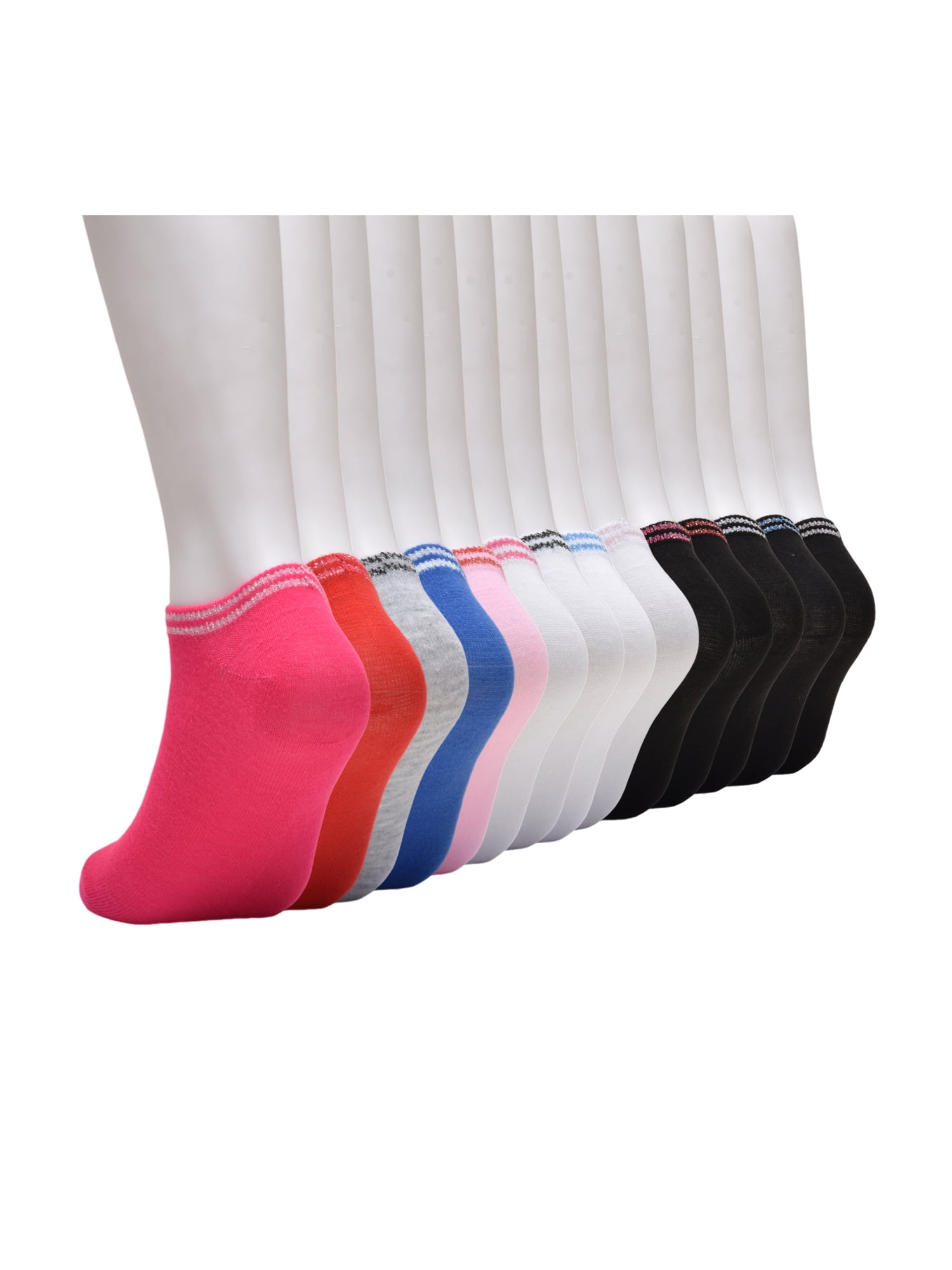 Wonder Nation Girls Lurex No-Show Socks, 15-pack, Size Small (Shoe Size 6-10.5)