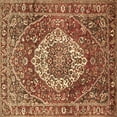 thumbnail image 1 of Ahgly Company Indoor Square Medallion Brown Traditional Area Rugs, 4' Square, 1 of 4